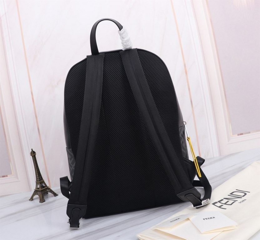 Brand FENDIDescription PVC backpack with two pocketsItem No. 668568Color blackMaterial waterproof nylon fabric   ultra-thousand leatherSize 32×43×14   Fendi fendi counter new cloth with microfiber leather backpack  fendi