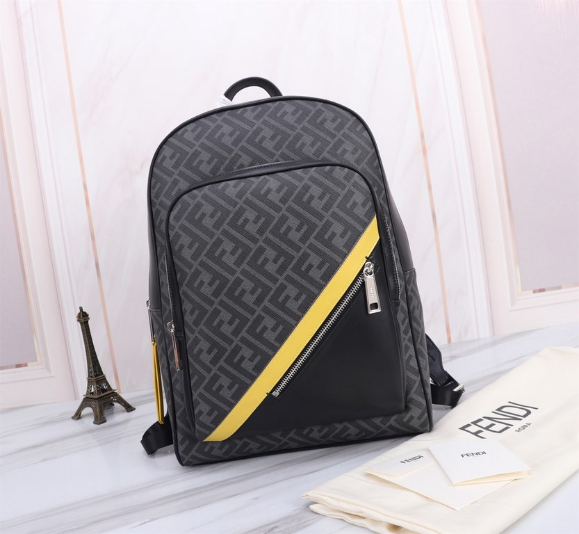 Brand FENDIDescription PVC backpack with two pocketsItem No. 668568Color blackMaterial waterproof nylon fabric   ultra-thousand leatherSize 32×43×14   Fendi fendi counter new cloth with microfiber leather backpack  fendi