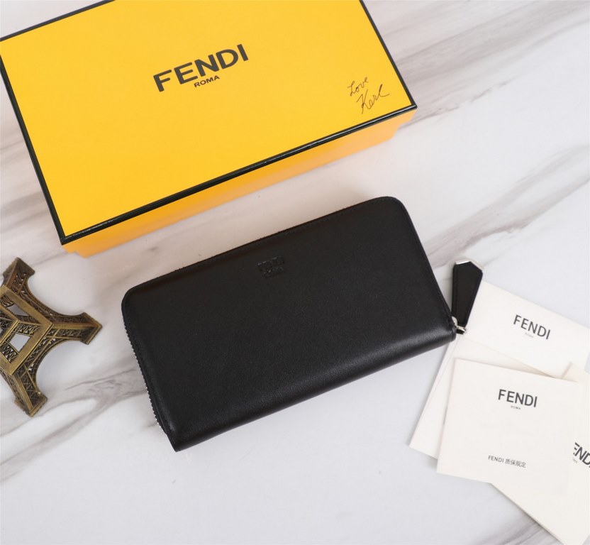 Brand FENDIStyle Single pull with yellow stickerItem No. 868568Color black   lemon yellowSize 19.510.53Material imported head layer Napa cowhide, red sheepskin lining, delicate feelFENDI zipper wallet Introduction spring