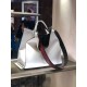 F home white peekaboo upgraded tote bag in soft lychee grain cow   leather.size36.13.38cm