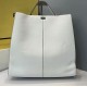 F home white peekaboo upgraded tote bag in soft lychee grain cow   leather.size41.22.39cm