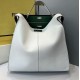 F home white peekaboo upgraded tote bag in soft lychee grain cow   leather.size41.22.39cm