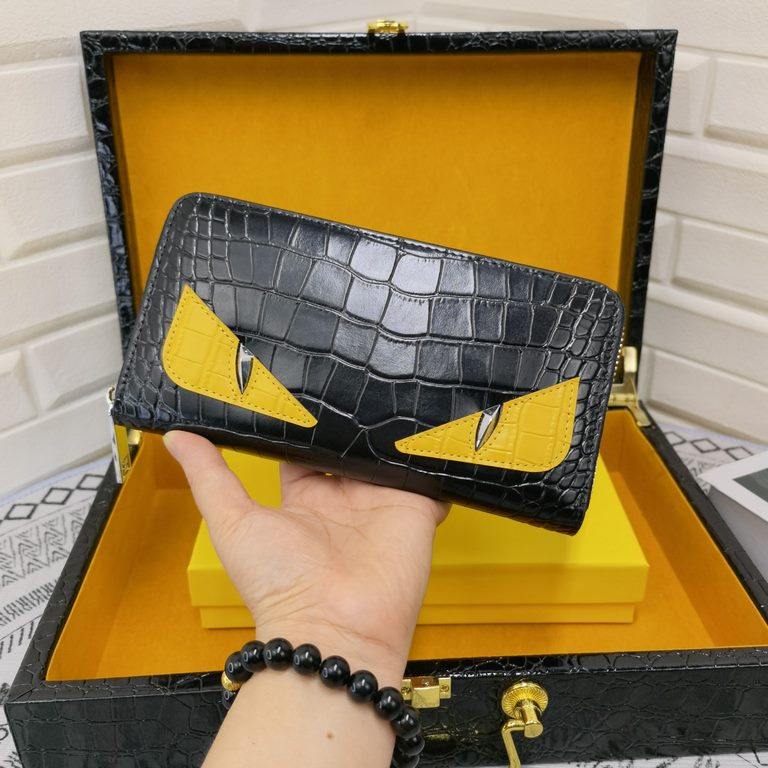 () [Original single] Fendi Fendi  [Model] 666095 small wallet [Size] 19-10-2.5cm [Color] black High-end quality (original single authentic) [Material] Fendi counter purchases classic  original imported   cowhide  authent