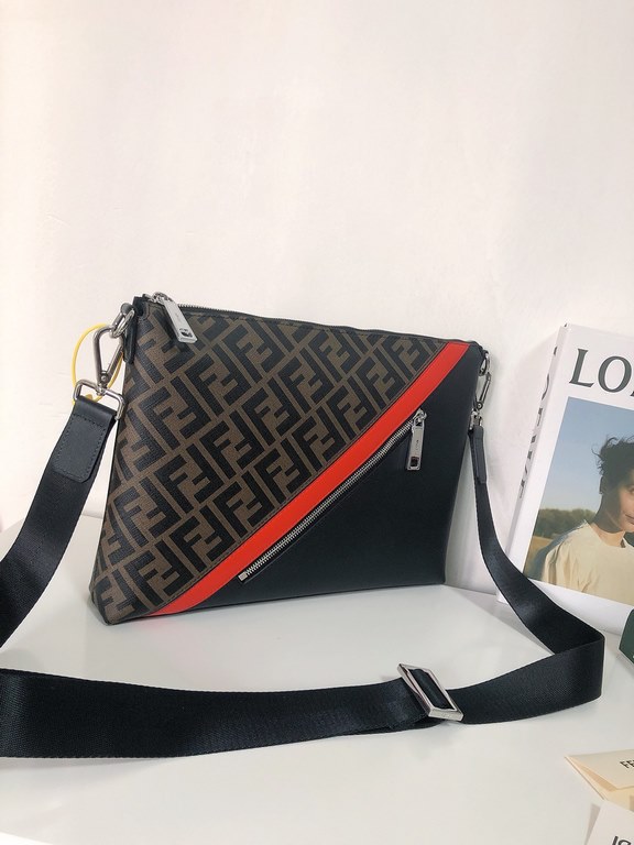 Original goods  New  FENDI (Fendi 2024-5)   explosive exclusive cross-body bag shipment, double F print pattern cloth with cowhide, front with color blocking perfectly suited to the user's needs, high-quality hardware, w