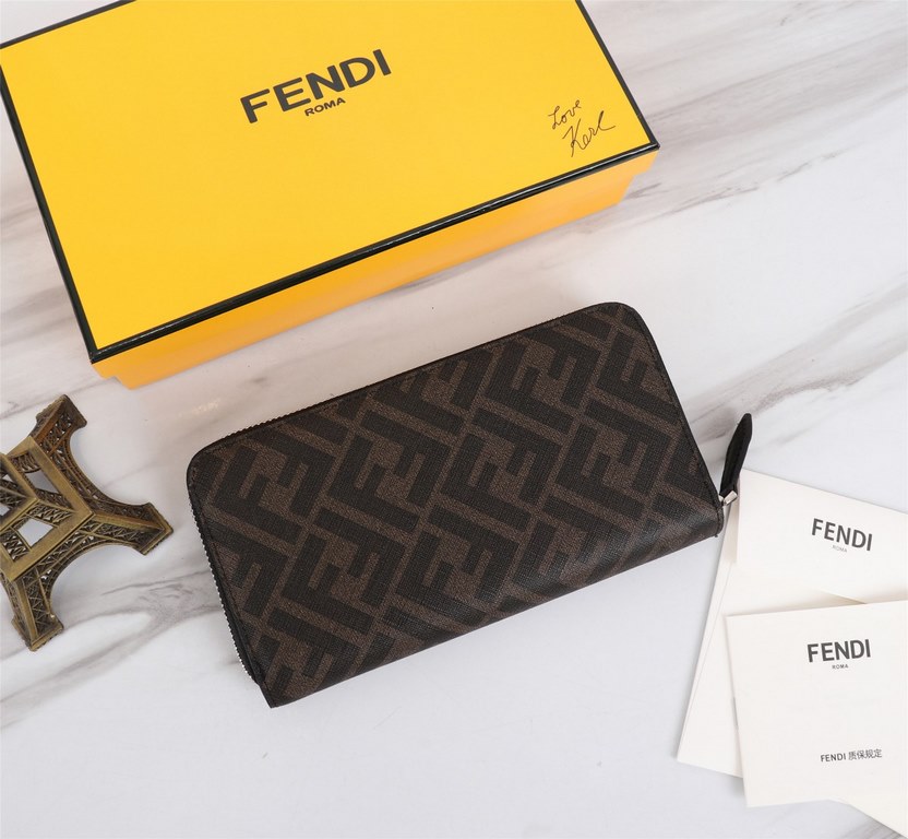 Brand FENDIModel No. PVC Brown Single PullItem No. 868568Color BrownSize 19.510.53Material imported head layer nappa cowhide   double letters PVC, lining with black sheepskin, delicate feelFENDI zipper wallet Introductio