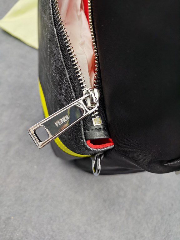 [Top Original] Model 0248-1    fendi fendi new cloth with leather school bag out of stock  fendi little monster backpack upgrade   original quality   every detail follow the right version  double shoulder bag  nylon spli