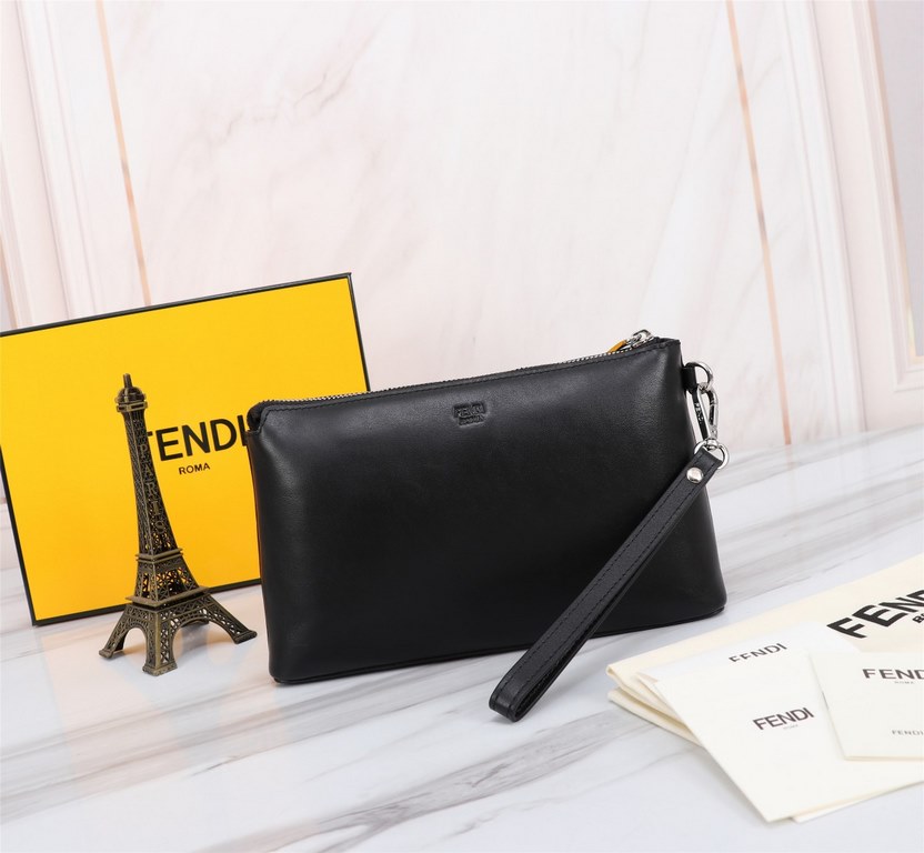 Brand FENDIStyle 9216 YellowItem No. 9216Color black   lemon yellowMaterial imported nappa leatherSize 2616.56Fenjia new light fluorescent yellow eyes thick section leather cow clutch bag, large capacity, decorated with 