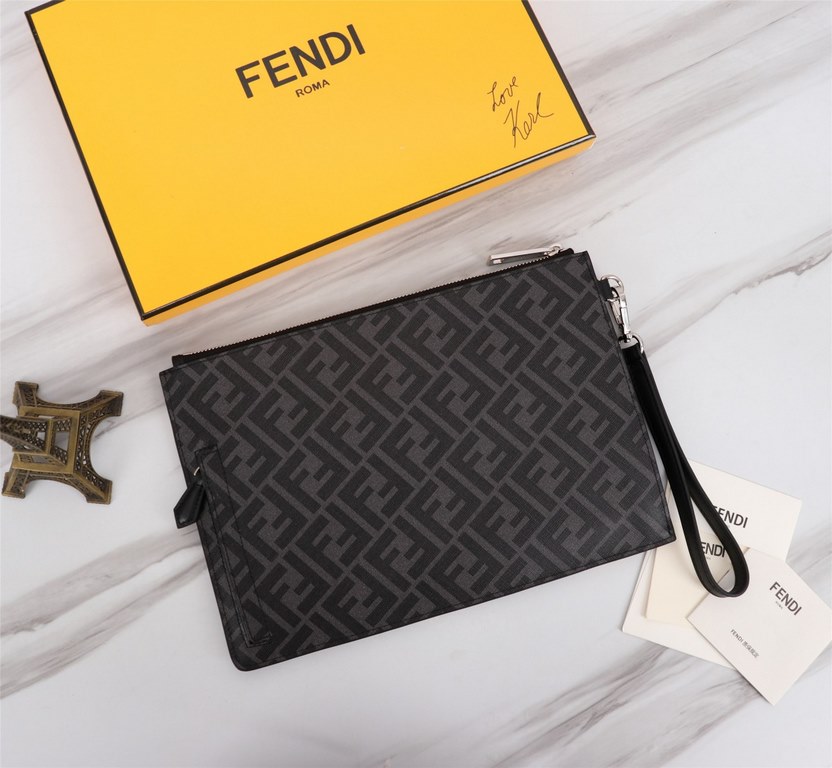 Brand FENDIModel Organ PVC Yellow Clutch BagItem No. 168568Color blackSize 30202Material head imported nappa cowhide   double letters PVC  FENDI pouch Fendi handbag   super explosive models come to pull, head layer nappa