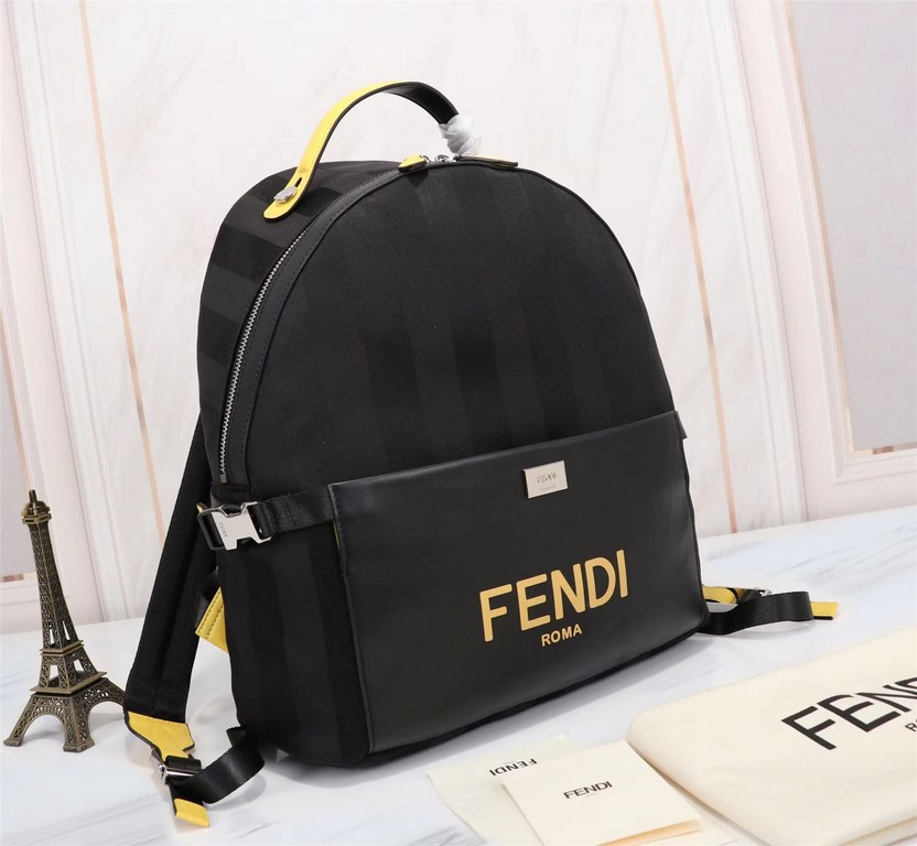 Brand FENDIModel Monogrammed BackpackItem No. 668568Color blackMaterial waterproof nylonSize 343814cm (Large)    Fendi fendi counter new cloth with microfiber leather backpack   fendi small monster backpack upgrade model