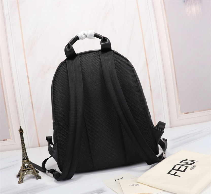 Brand FENDIModel No. White Sticker Backpack (Large)Item No. 668568Color blackMaterial waterproof nylon fabric   ultra-thousand leatherSize 343814cm   Fendi fendi counter new cloth with microfiber leather backpack  fendi 