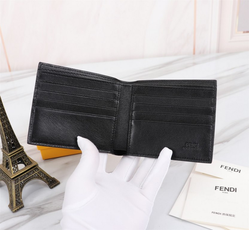 Brand FENDIStyle Stainless Steel ClipItem No. 968568Color blackSize 129.52Material large surface with the imported first layer of Napa cowhide, lined with black sheepskin, delicate feelFENDI short clip wallet Introductio