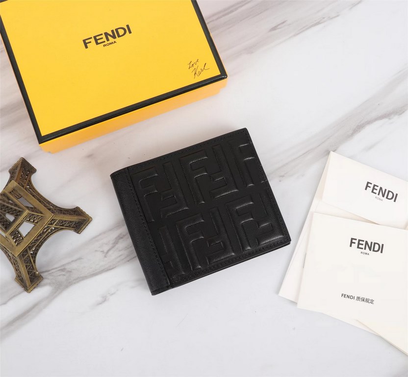 Brand FENDIStyle Stainless Steel ClipItem No. 968568Color blackSize 129.52Material large surface with the imported first layer of Napa cowhide, lined with black sheepskin, delicate feelFENDI short clip wallet Introductio