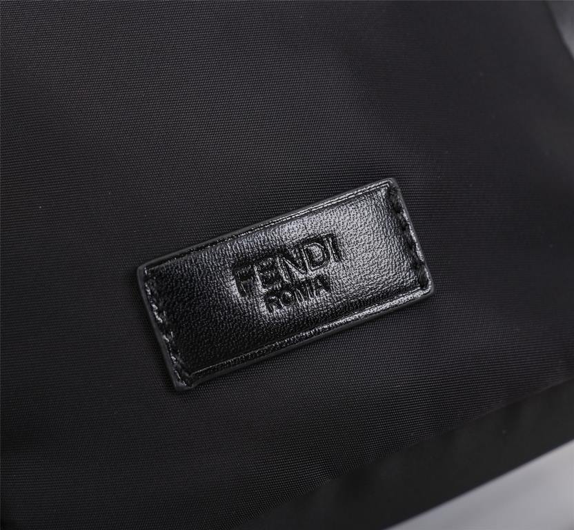 Brand FENDIModel Backpack with lettersItem No. 668568Color blackMaterial waterproof nylonSize 343814cm (Large)     Fendi fendi counter new cloth with microfiber leather backpack   metal plate eyes   fendi small monster b