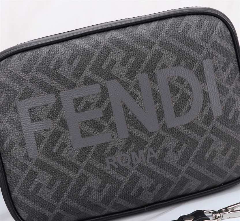 Brand FENDIModel No. PVC Gray Silk Screen Camera BagColor BlackSize 23165Material imported nappa cowhide   double letters PVC  FENDI pouch Fendi men's bag   super explosive models come to pull, head layer nappa cowhide h