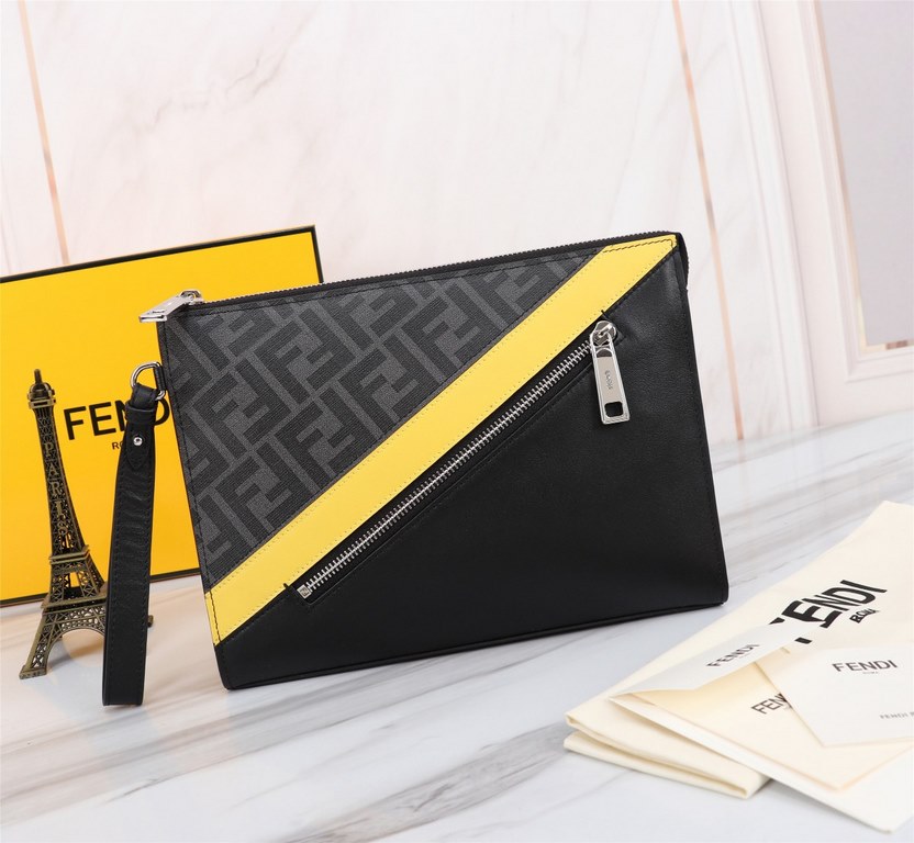 Brand FENDI FendiStyle PVC yellow man bagItem No. 368568Color blackMaterial imported nappa leather   double letters PVCSize 27205 FENDI upgraded version of the small monster men's men's bag, made of imported first layer 