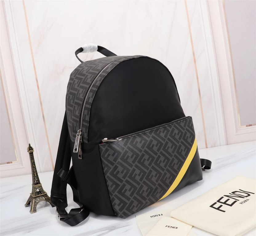 Brand FENDIModel No. PVC Yellow BackpackItem No. 668568Color blackMaterial waterproof nylonSize 343814cm (large)     fendi fendi counter new cloth with microfiber leather backpack   double letter special leather, fendi s