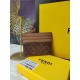 Fendi F8M0269 Coffee with Black Brown.F is Fendi Card Case with Center Compartment and Six Card Slots, Size 10cmX8cm