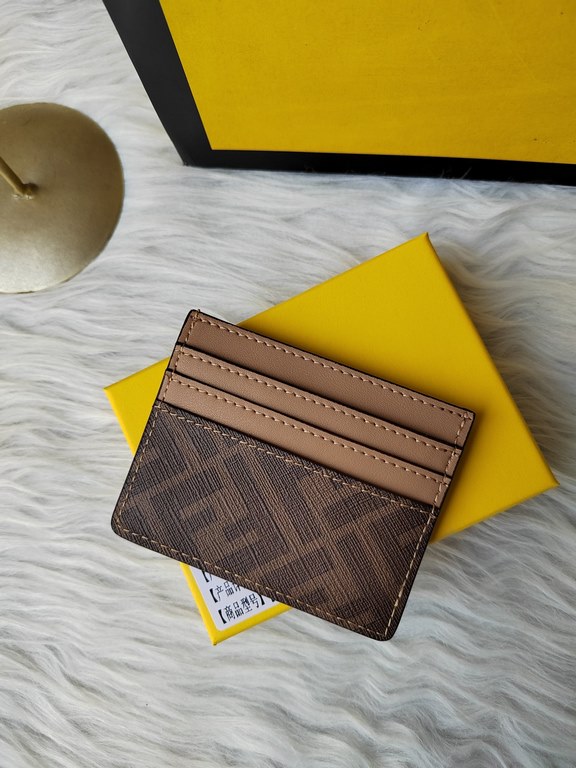 Fendi F8M0269 Coffee with Black Brown.F is Fendi Card Case with Center Compartment and Six Card Slots, Size 10cmX8cm