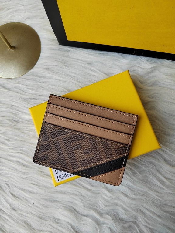 Fendi F8M0269 Coffee with Black Brown.F is Fendi Card Case with Center Compartment and Six Card Slots, Size 10cmX8cm