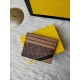 Fendi F8M0269 Coffee with Black Brown.F is Fendi Card Case with Center Compartment and Six Card Slots, Size 10cmX8cm