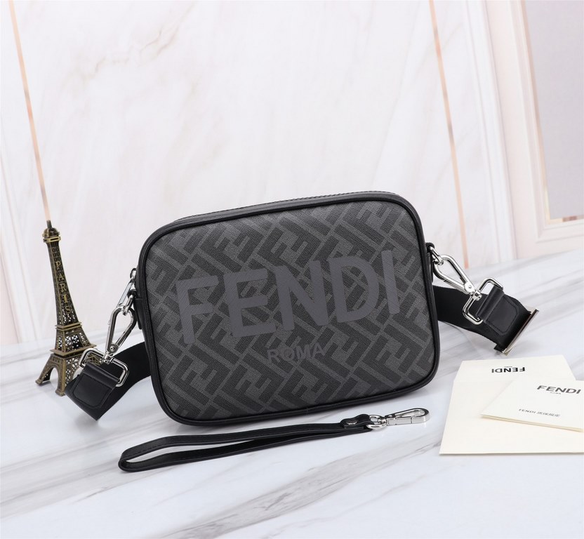 Brand FENDIModel No. PVC Gray Silk Screen Camera BagColor BlackSize 23165Material imported nappa cowhide   double letters PVC  FENDI pouch Fendi men's bag   super explosive models come to pull, head layer nappa cowhide h