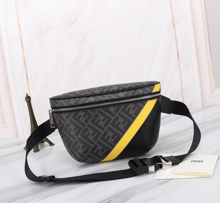 Brand FENDI FendiStyle New PVC Yellow Chest BagItem No. 268568Color Brown GraySize (top width 37) bottom width 18207cmMaterial double letters PVC   head layer imported Napa cowhideFenjia handshake sports brand Fila Fila,