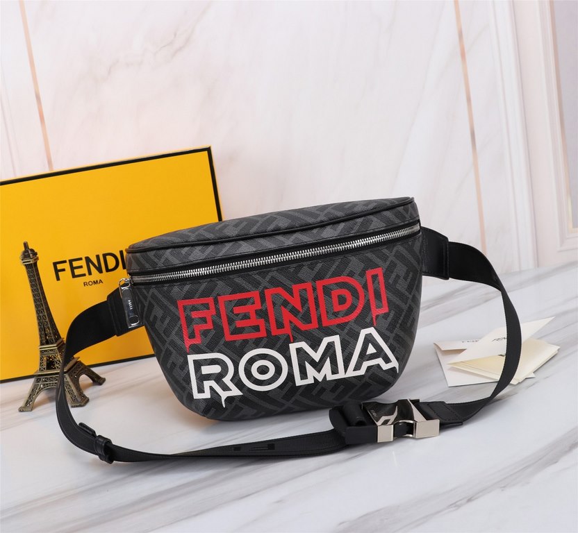 Brand FENDIStyle Double Label Chest Bag with Screen PrintingItem No. 268568Color GreySize (top width 37) bottom width 18207cmMaterial double letters PVC   head imported Napa cowhideFenjia handshake sports brand Fila Fila