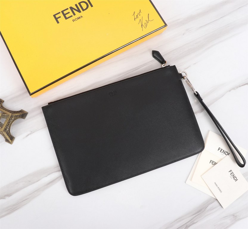 Brand FENDI FendiModel Yellow F ClutchItem No. 168568Color Black   Lemon YellowSize 30202Material imported nappa leather  FENDI pouch Fendi handbag   super explosive models come to pull, head layer nappa cowhide hand-sti