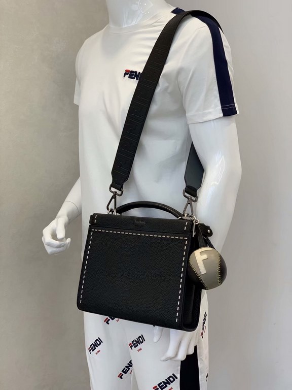 Newest cool [naughty] [naughty] PEEKABOO FIT Roman leather fully hand-stitched men's tote bag with metal white leather studs hitting around all sides, 2 compartments inside, handheld and adjustable detachable shoulder st