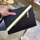 FENDI Fendi F-Home new clutch bag with detachable chain carry handle, internal card holder, front with diagonal diagonal pocket with zipper, zipper closure, in grey textured fabric with FF pattern. Finished with black le