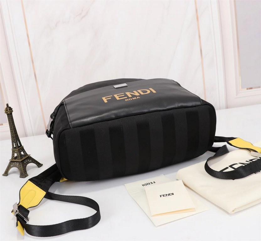 Brand FENDIModel Monogrammed BackpackItem No. 668568Color blackMaterial waterproof nylonSize 343814cm (Large)    Fendi fendi counter new cloth with microfiber leather backpack   fendi small monster backpack upgrade model