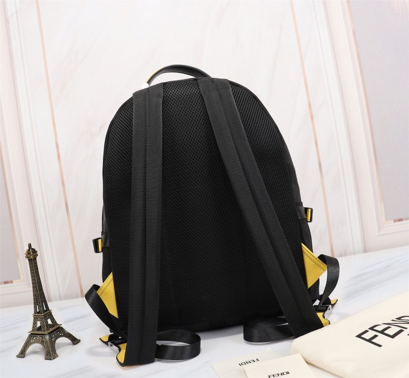 Brand FENDIModel Monogrammed BackpackItem No. 668568Color blackMaterial waterproof nylonSize 343814cm (Large)    Fendi fendi counter new cloth with microfiber leather backpack   fendi small monster backpack upgrade model