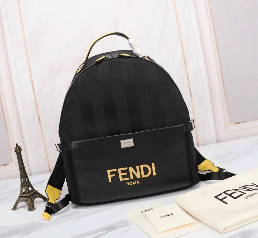 Brand FENDIModel Monogrammed BackpackItem No. 668568Color blackMaterial waterproof nylonSize 343814cm (Large)    Fendi fendi counter new cloth with microfiber leather backpack   fendi small monster backpack upgrade model