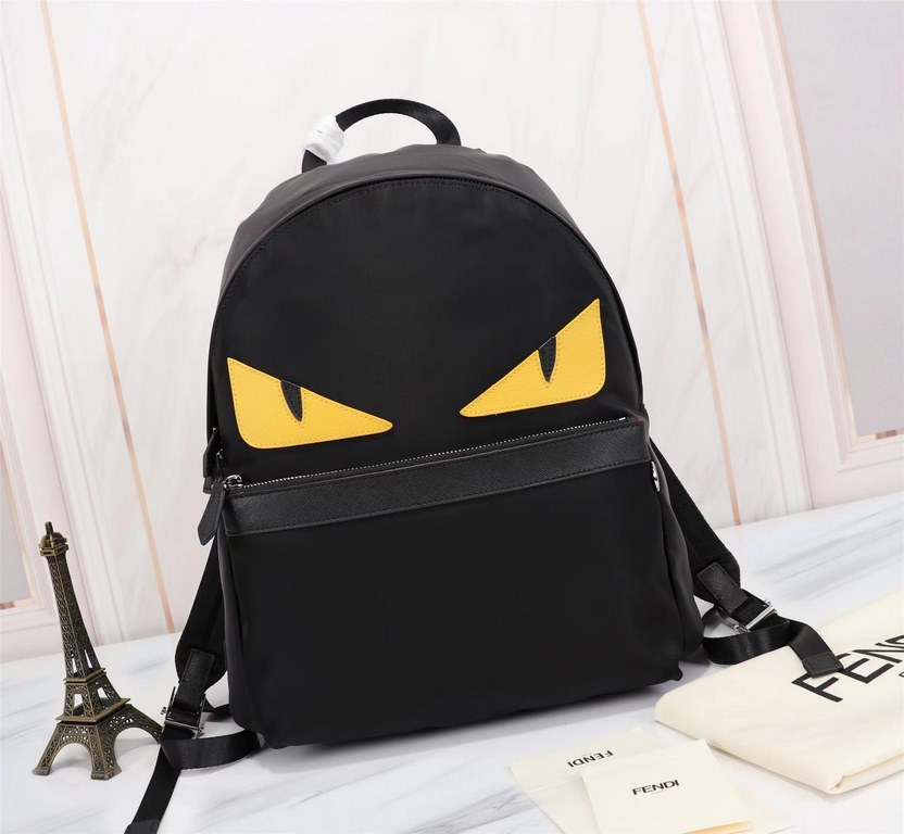 Brand FENDIStyle Full Cloth BackpackItem No. 668568Color blackMaterial waterproof nylonSize 343814cm (large)273212cm (small)     fendi fendi counter new cloth with microfiber leather backpack   fendi small monster backpa