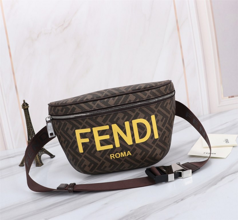 Brand FENDIStyle Chest bag with silkscreen in PVC brownItem No. 268568Color Brown GreySize (top width 37) bottom width 18207cmMaterial double letters PVC   head layer imported Napa cowhideFenjia handshake sports brand Fi