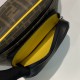 Modern new fanny pack with adjustable belt Black leather and yellow cord details FF charts make a fashionable cover to recreate a personalized trendy style 28x18x6cm