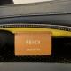 Modern new fanny pack with adjustable belt Black leather and yellow cord details FF charts make a fashionable cover to recreate a personalized trendy style 28x18x6cm