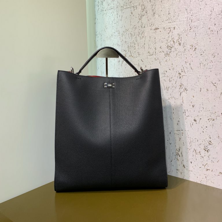 F family peekaboo upgraded tote bag in soft lychee grain cow   leather. 36.13.38cm