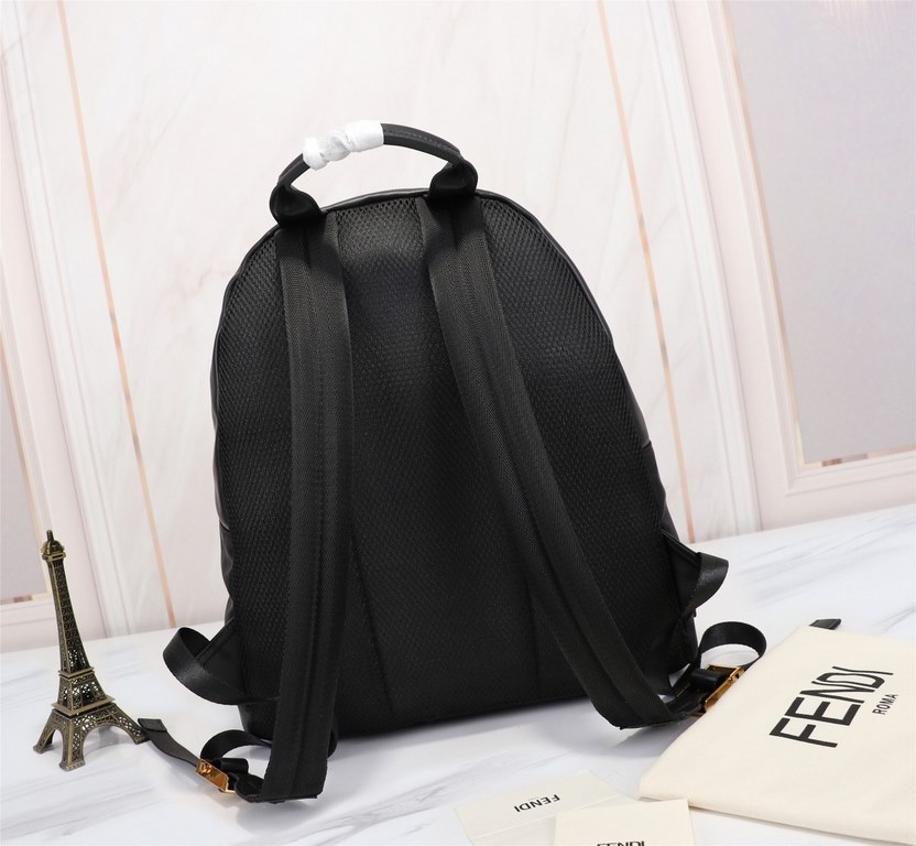 Brand FENDIStyle Gold BackpackItem No. 668568Color blackMaterial waterproof nylonSize 343814cm (Large)     Fendi fendi counter new cloth with microfiber leather backpack   metal plate eyes   fendi small monster backpack 