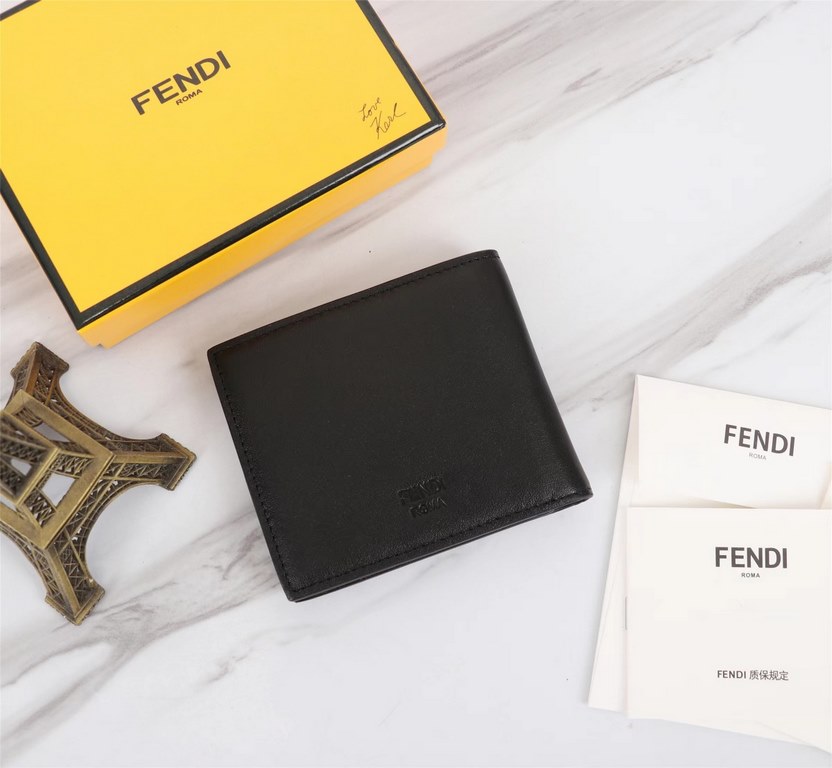 Brand FENDIStyle Gold clipItem No. 968568Color black golden ironSize 129.52Material large surface with imported first layer of Napa cowhide, lining with black sheepskin, feel delicateFENDI short clip wallet Introduction 