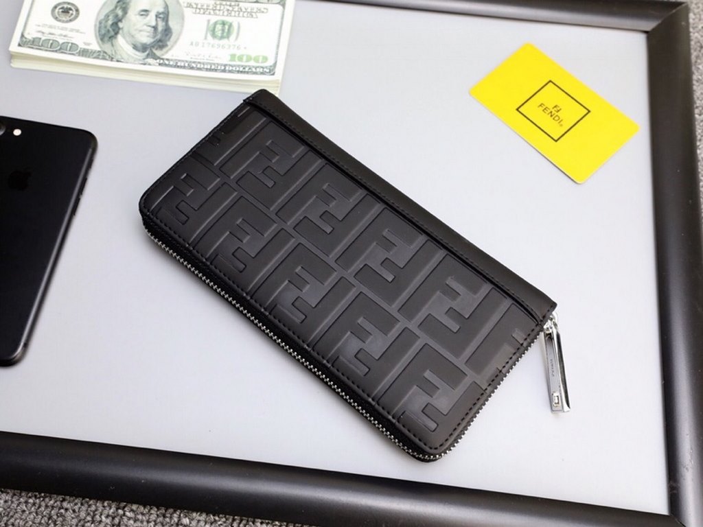 () [Original single] Fendi Fendi  [Model] 666064 small wallet [Size] 19-10-2.5cm [Color] black high-end quality (original single authentic) [Material] Fendi counter purchases classic  original imported   cowhide  authent