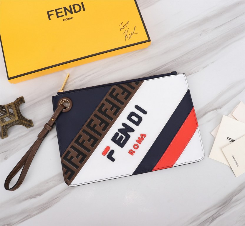 Brand FENDIItem No. silk-screened eyelet clutchItem No. 168568Color navy whiteSize 30202Material imported nappa leather  FENDI pouch Fendi handbag   super explosive models come to pull, head layer nappa cowhide hand-stit