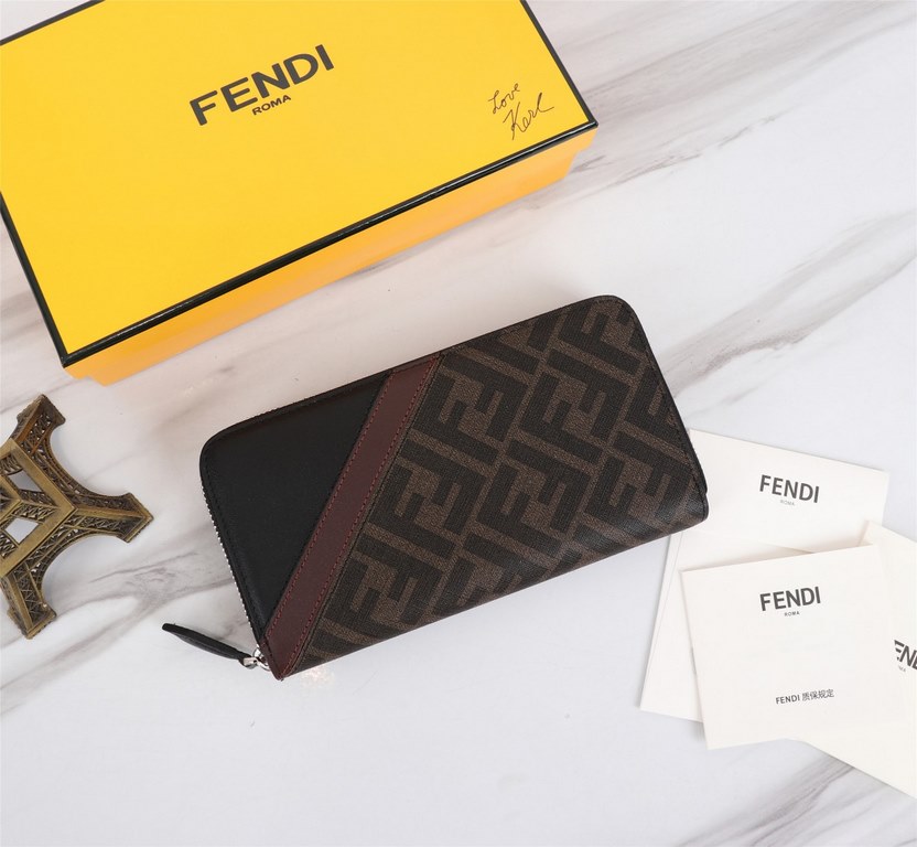 Brand FENDIModel No. PVC Brown Single PullItem No. 868568Color BrownSize 19.510.53Material imported head layer nappa cowhide   double letters PVC, lining with black sheepskin, delicate feelFENDI zipper wallet Introductio