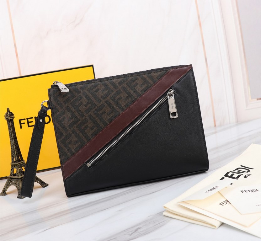 Brand FENDIStyle Men's PVC Brown BagItem No. 368568Color blackMaterial imported nappa leather   double letters PVCSize 27205 FENDI upgraded version of the small monster men's men's bag, made of imported first layer of Na