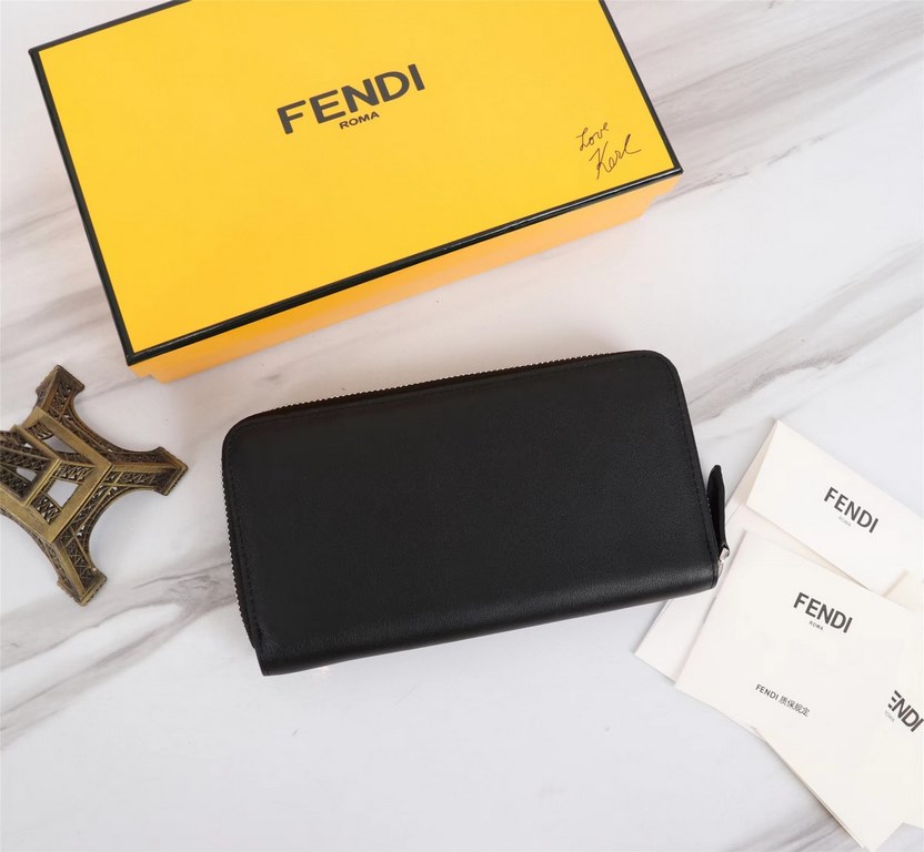 Brand FENDIModel Eagle Eye Single PullItem No. 868568Color blackSize 19.510.53Material large surface with imported first layer Napa cowhide, lining with black sheepskin, feel delicateFENDI zipper wallet Introduction the 