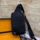 ￥ (Upgraded original quality) Model 526-4   Fendi Fendi Small Monster Rectangular Backpack  Men's Crossbody Chest Bag made of black tech fabric and embellished with the same color leather. A great travel bag with two com