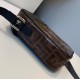 F Family Oval crossbody bag with F embossed in brown waterproof material and top zipper opening.13.5.18cm