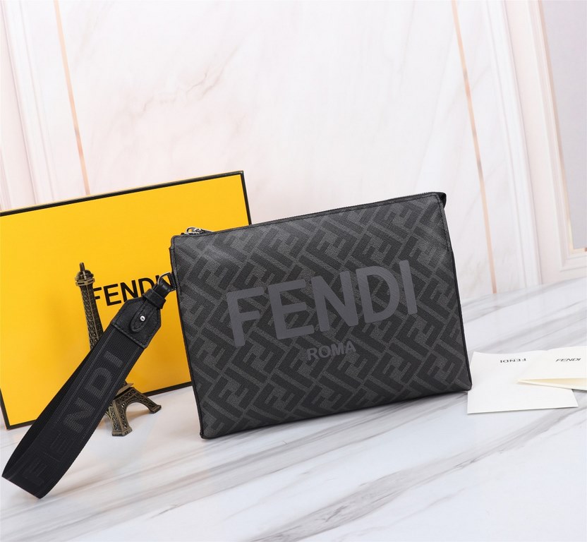 Brand FENDIStyle New PVC Gray Silk Screen Men's BagItem No. 368568Color blackMaterial imported nappa cowhide leather   double letters PVCSize 27205 FENDI upgraded version of the small monster men's men's bag, made of imp