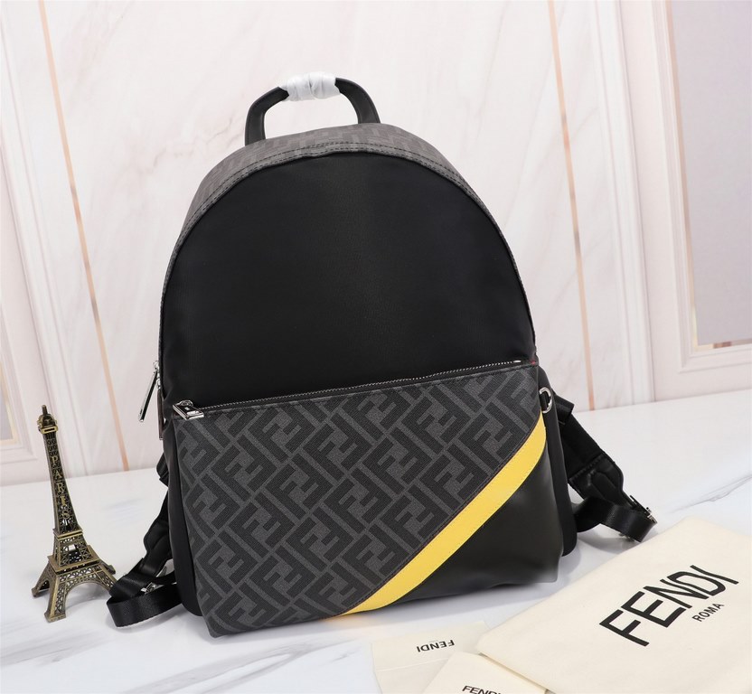 Brand FENDIModel No. PVC Yellow BackpackItem No. 668568Color blackMaterial waterproof nylonSize 343814cm (large)     fendi fendi counter new cloth with microfiber leather backpack   double letter special leather, fendi s