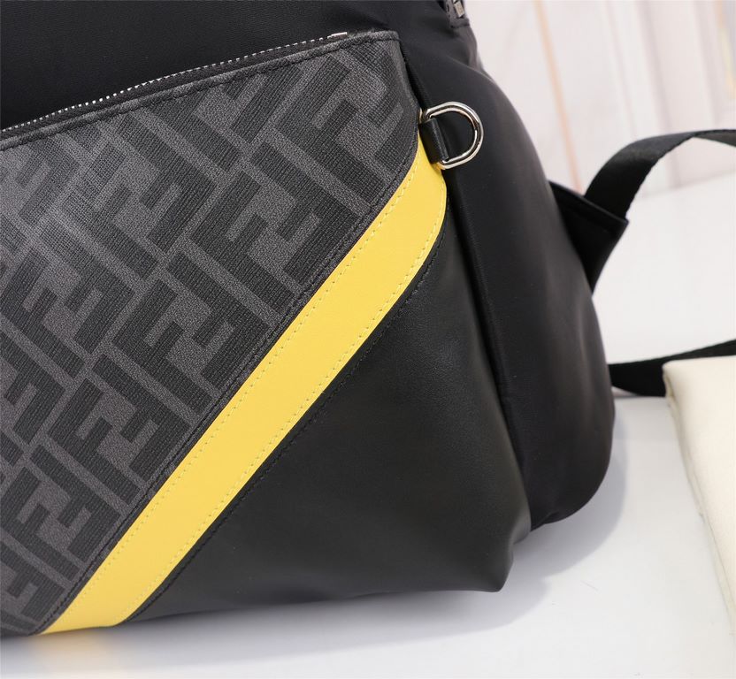 Brand FENDIModel No. PVC Yellow BackpackItem No. 668568Color blackMaterial waterproof nylonSize 343814cm (large)     fendi fendi counter new cloth with microfiber leather backpack   double letter special leather, fendi s